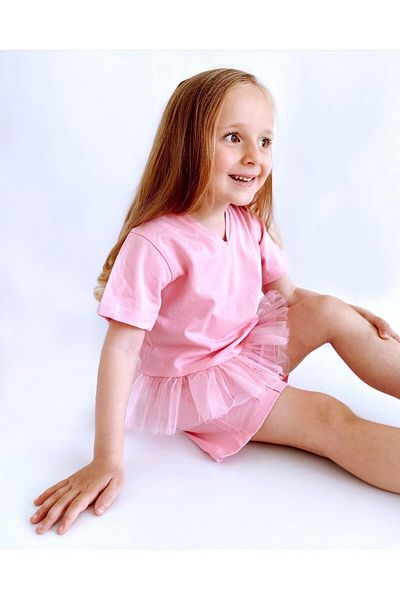 le petit sole Girl's Tutu Detailed Summer Top-Bottom Set