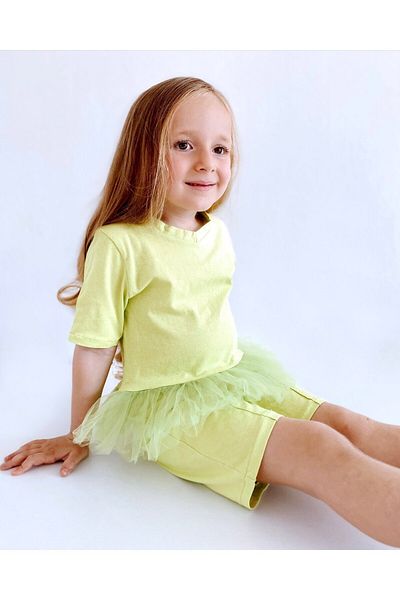 le petit sole Girl's Tutu Detailed Summer Top-Bottom Set
