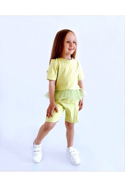 le petit sole Girl's Tutu Detailed Summer Top-Bottom Set