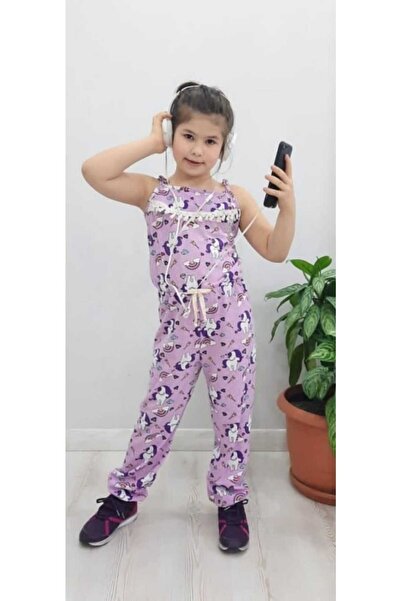 Cici kız Baby Junior Girl's Thin Summer Jumpsuit with Various Patterned Tassels