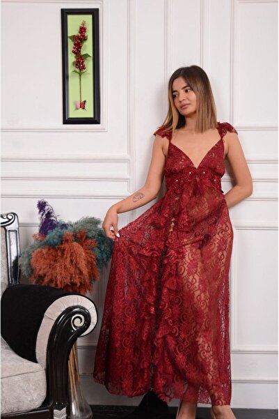 Lüx Wood Kadın Dantellı Uzun Geclık 2ılı