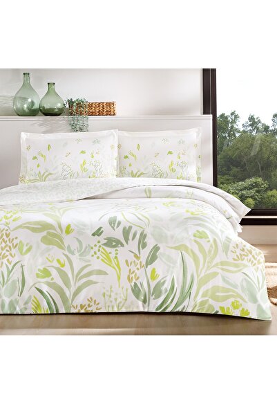 Taç Mindy Yeşil Çift Kişilik Pamuk Saten Nevresim Takımı