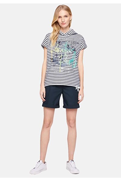 Soccx Sanat Eserleri, Überschnittene Schultern und Glitter-Puff-Print auf dem Kazak Kapşonlu Streifen-Hoodie