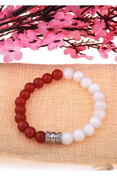 Haremi العقيق، حجر القمر الطبيعي 8 ملم سوار