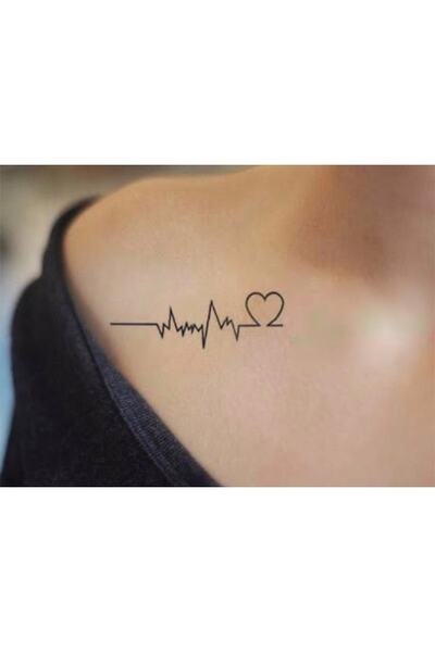 Minels Tasarım Unisex Ekg, Kalp Ritmi Geçici Dövme, Sevgili,bff Bilek,kol,göğ...