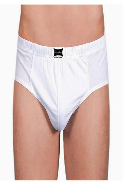 Tutku Men's 100% Cotton Combed Cotton 7 Pack 100% Cotton White Combed Slip Panties New Season