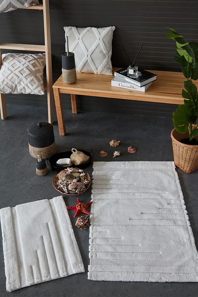 İyi Geceler İstanbul Hcw By Vegas Ecru 100% bumbac viscoză Set covorașe de baie 2 piese