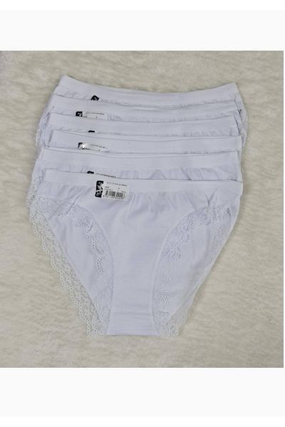 Tutku Pack of 6 White Leg Lace Light Bikini Panties New Season
