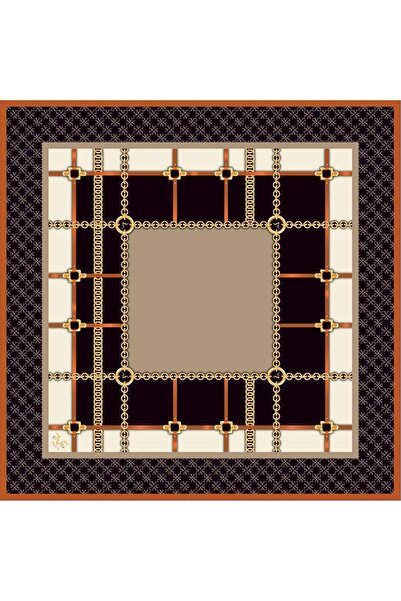 19V69 ITALIA Geometrik Desen Gold Seri Twill Eşarp Askısı Ve Hediyelik Seti I...