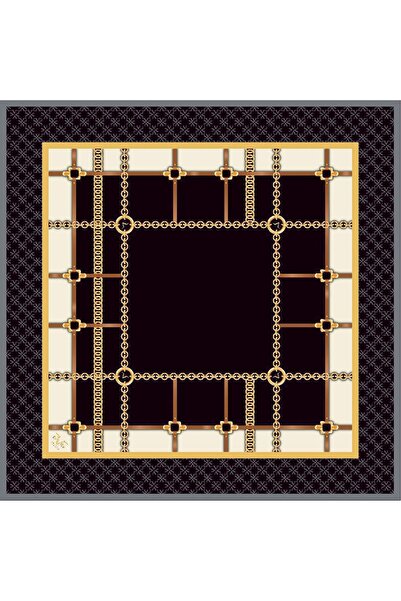 19V69 ITALIA Geometrik Desen Gold Seri Twill Eşarp Askısı Ve Hediyelik Seti I...