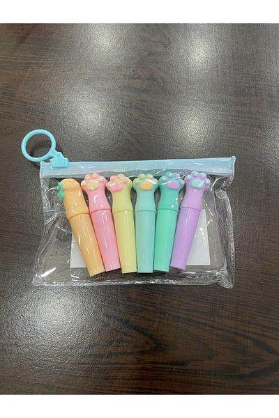 Rubenis 6 PACK SHAPE PASTEL COLOR MINI HIGHLIGHTERS WITH BAG