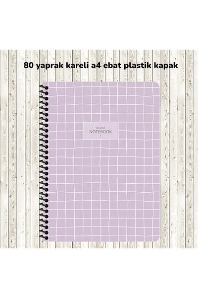 SEYFİKİRTASİYE KARELI A4 80 SHEETS PLASTIC COVER WIRE NOTEBOOK COLLEGE SHARP COLOR