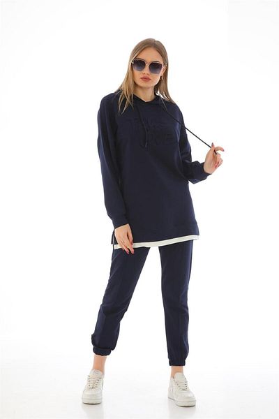 WestBound True Love Embossed Casual Women's Sports Suit DARK BLUE