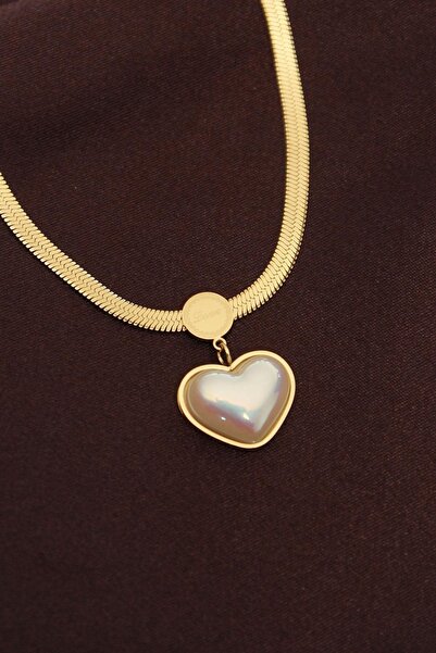 Generic Brand Lisinya741 - 316L Steel Curved Heart Model Italian Chain Necklace