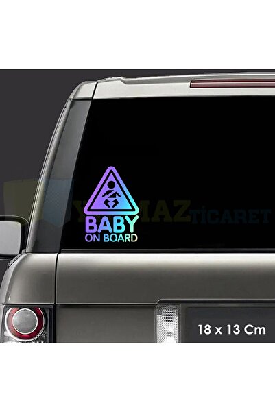 yılmazetic Dikkat Arabada Bebek Var Hologram Oto Sticker Çıkartma Etiket Renk...