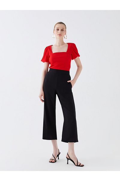 LC Waikiki Elastischer Bund, hohe Taille, bequeme Passform, Caprihose für Damen