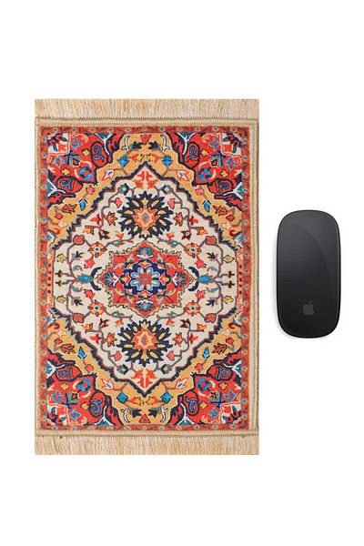Bursa İpek Orange Decorative Small Mousepad - Carpet Design