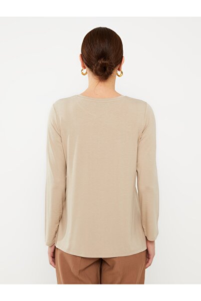 LC Waikiki Bluză de damă cu mânecă lungă, cu decolteu, cu imprimeu floral