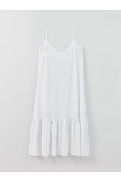 LC Waikiki Damenkleid in A-Linie mit V-Ausschnitt und geraden Trägern