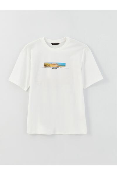 LC Waikiki Printed Men's Combed Cotton T-Shirt - Crew Neck, Short Sleeve