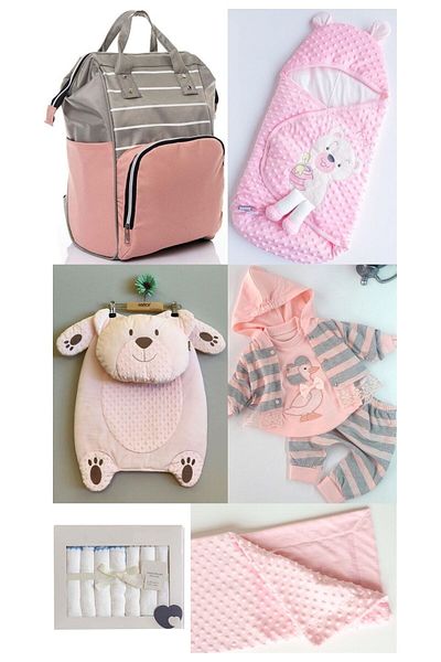 sahra bebek 6-Piece Birth Set (BABY CARE BACKPACK, HOSPITAL RELEASE, SWADDLE, DIAPER, CHIMNEY BLANKET, WIPES SET)