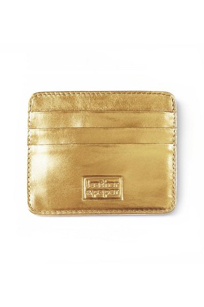 Leather Paper Δερμάτινη & Χάρτινη Χρυσή Δερμάτινη θήκη πιστωτικής κάρτας