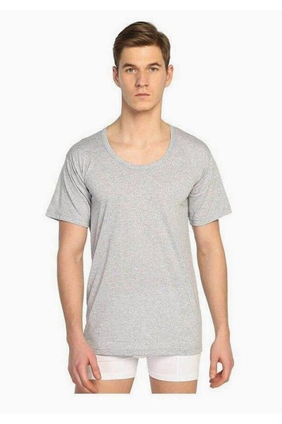 Seher Yıldızı Ανδρικό μισό μανίκι Crew Neck Γκρι εσώρουχο εσώρουχο Νέας σεζόν (6 Τεμάχια Οικονομικό Πακέτο)