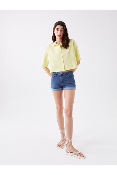 LC Waikiki Jeansshorts für Damen mit hoher Taille und schmaler Passform
