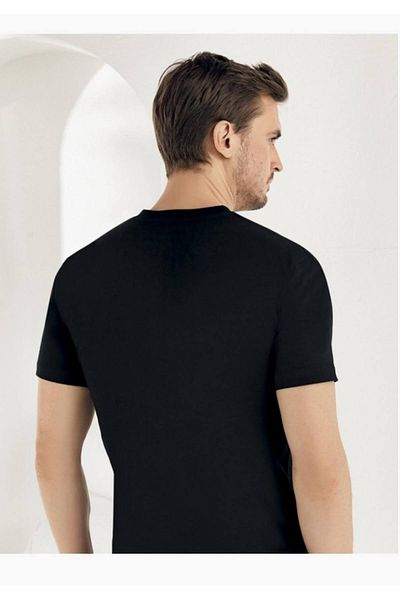 Şahinler Men's Black Short Sleeve V-Neck Undershirt M Sh New Season (6 Pieces Economic Package)