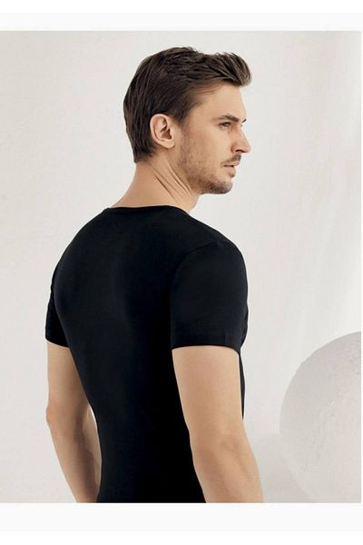 Şahinler New Season Men's Black V-Neck Short Sleeve Undershirt - M Sh 2 Pieces Economic Package