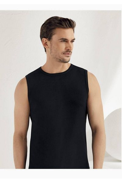 Şahinler Men's Black Zero Sleeve O Neck Undershirt M Sh New Season (6 Pieces Economic Package)
