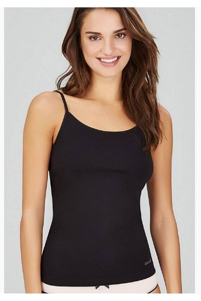 Kom Basic Top Rope Strap Women's Undershirt Black New Season (10 Pieces Economical Pack)