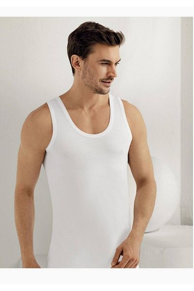 Şahinler New Season Men's White Undershirt - 100% Cotton, 12 Economic Packs