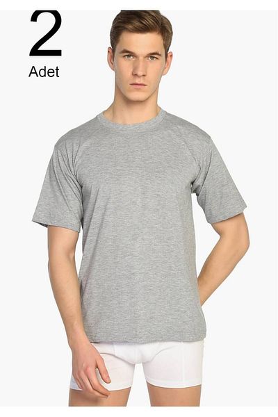 Tutku Men's Gray 2-Pack Crew Neck Undershirt Elf568tccm2 New Season