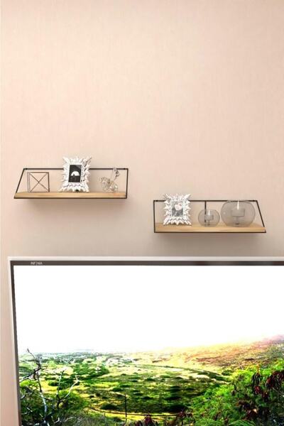 MSAĞWOODS Ikili Duvar Tipi Ahşap Raf Düzenleyici Organizer Ev Hediyesi Ofis Balkon Mutfak Banyo