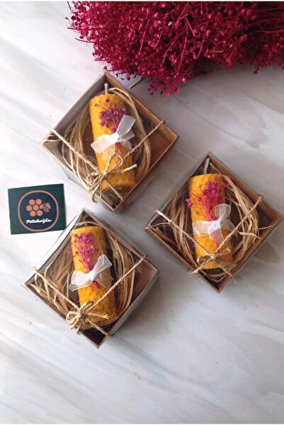 Petekoğlu (3 Adet) 7cmx3cm Özel Günler Için Balmumu Mum Kırmızı Çiçek