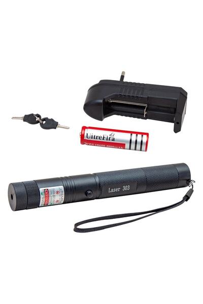 Genel Markalar Yeşil Lazer Şarjlı 5000mw 532nm 8km Menzil Kilitli Anahtarlı 4800mah Şarjlı Pil Green Laser Pointer