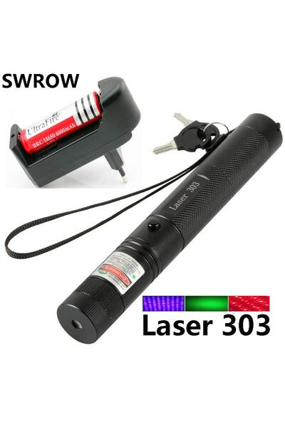 Genel Markalar Yeşil Lazer Şarjlı 5000mw 532nm 8km Menzil Kilitli Anahtarlı 4800mah Şarjlı Pil Green Laser Pointer