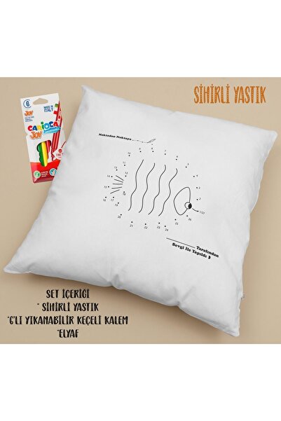 TexKid Sihirli Yastık Seti Noktaları Birleştirme Balık Temalı Yıkanabilen Akt...