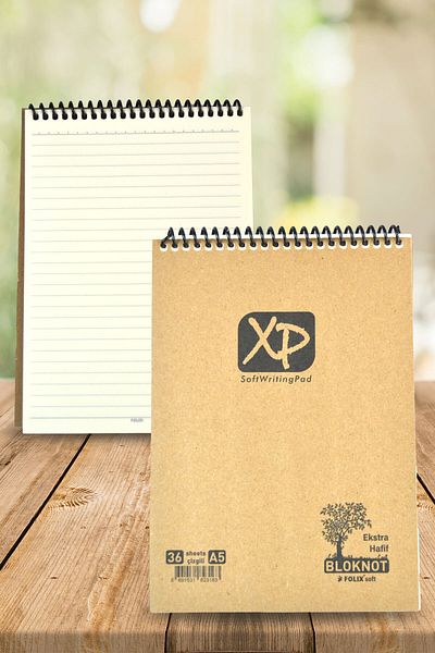 Four Office Xp A5 Kraft Cover Striped 36 Yp Spiral Notepad