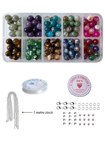 Pony Hobby 10'lu Mini Kutuda Doğal Taş Boncuklarla Takı Tasarım Hobi Seti Ken...