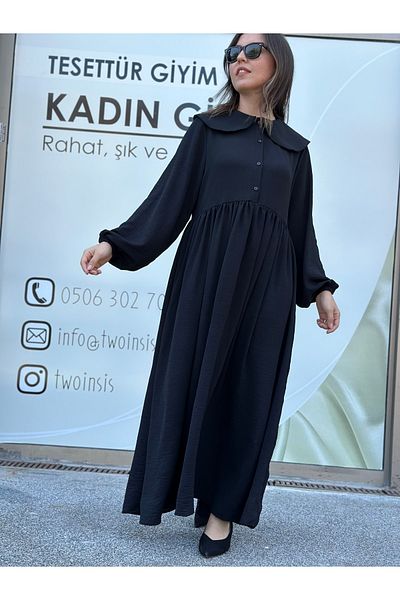 two in sis Ayrobin Μακρύ Φόρεμα Hijab Ρούχα Λινό Look Hijab Ρούχα