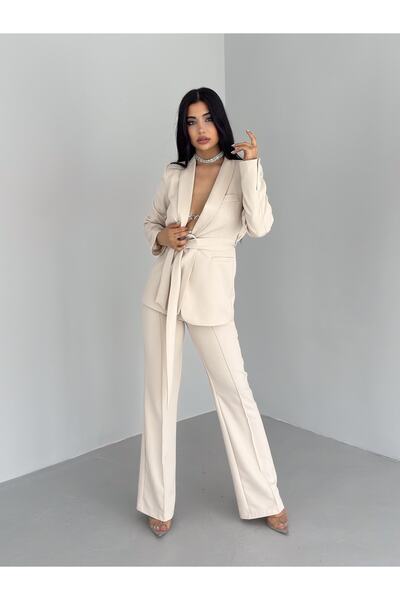 ZF BUTİK Belted Jacket Trouser Set