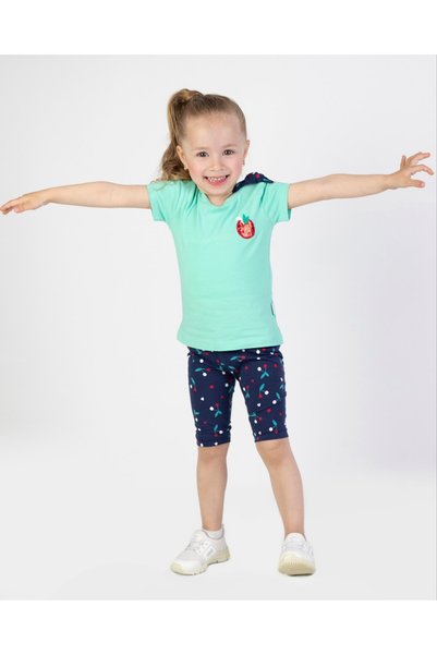 Harika KIDS Baby Girl Capris Short Sleeve Epaulette Printed Summer Basic Bottom-Top Set 6-24 Months