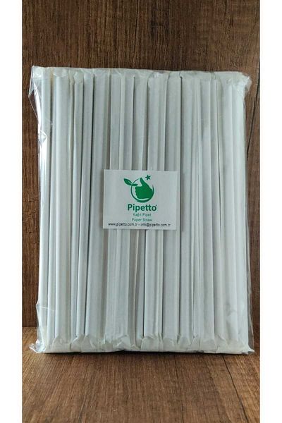 Pipetto 20cm Kraft Paper Straws - 100 Pieces Paper Wrapped