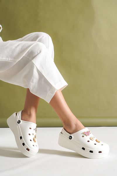 Lolita Love Shoes Allis Crocs White Women's Thick Soled Slippers