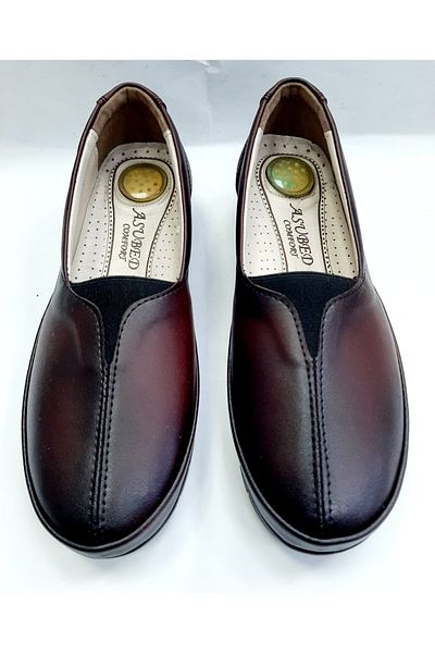 asubed Genuine Leather Inside Very Soft Shoes with Heel Spur Effect