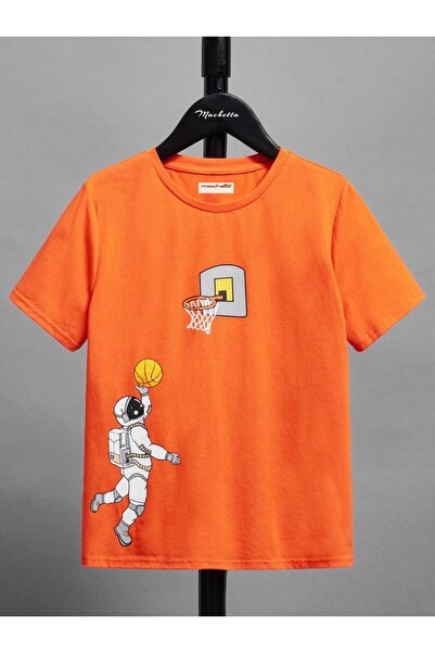 Keywest Astronaut igra košarku Štampano okrugla kragna Deca T-shirt