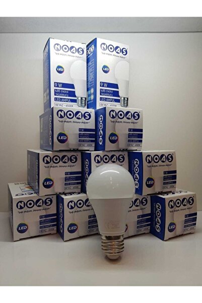 Noas Led Ampül 9 Watt Beyaz-6500k ( 12 Adet)