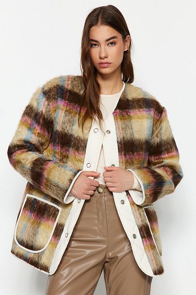 Trendyol Collection Multi-Colored Reversible Wearable Quilted Coat TWOAW24MO00062
